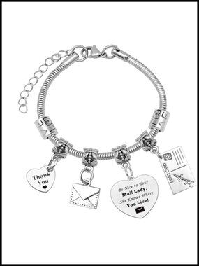 Mail Carrier Thank You Bracelet Stainless Steel Heart Charm Gift